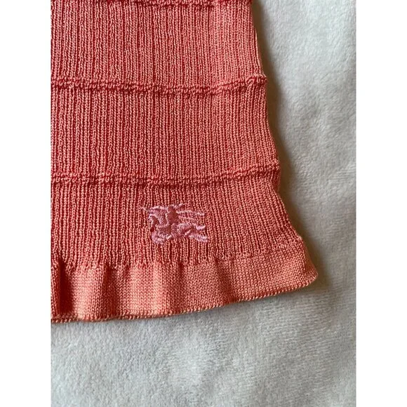 Burberry London Womens Ribbed Knit Top Size 48 Orange Y2K Cottagecore Classiccor - Picture 7 of 9